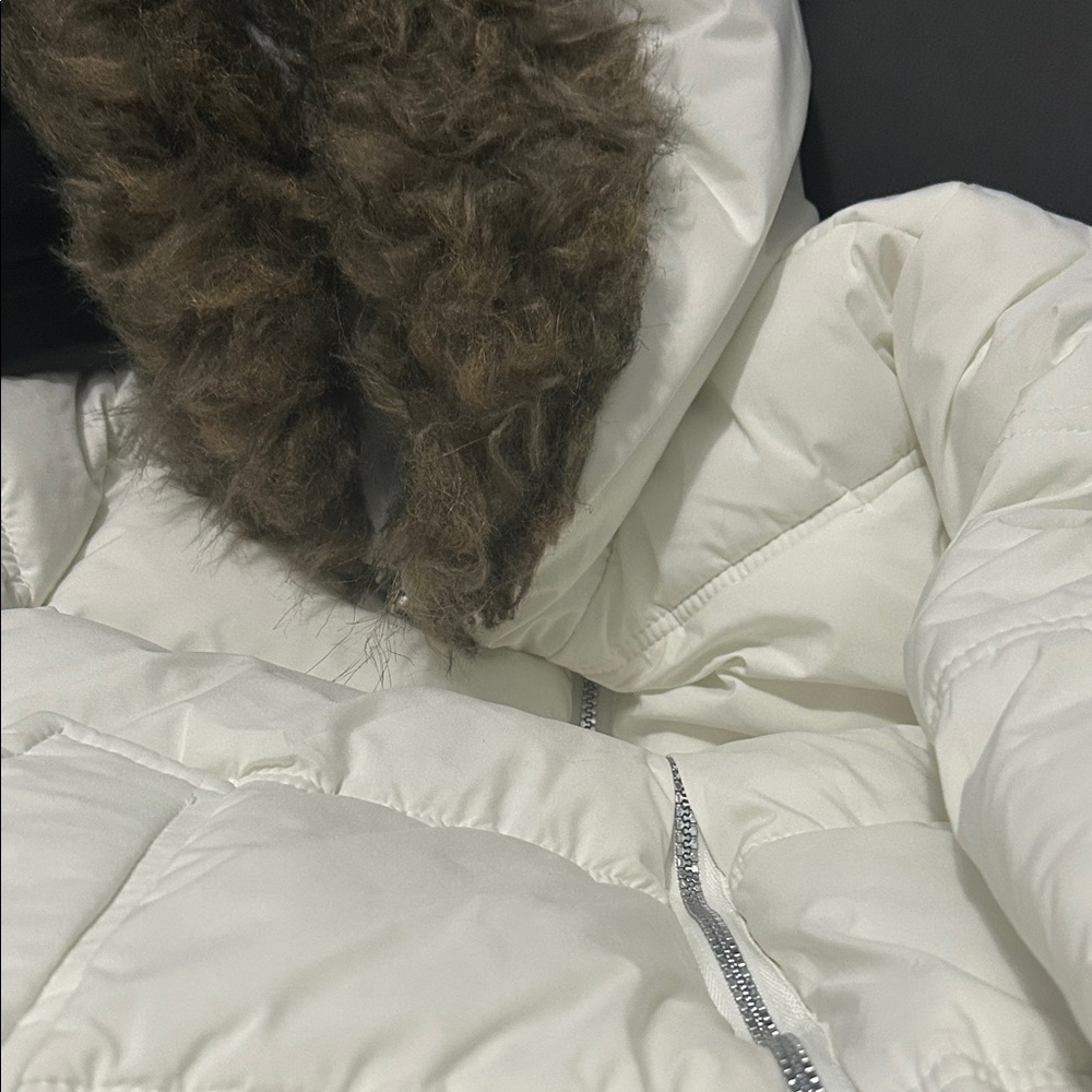 Maralyn & Me White Jacket with Faux Fur Trim